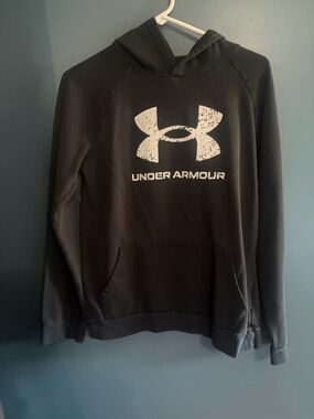 Under Armour youth Black Hoodie Sweater with White Logo
